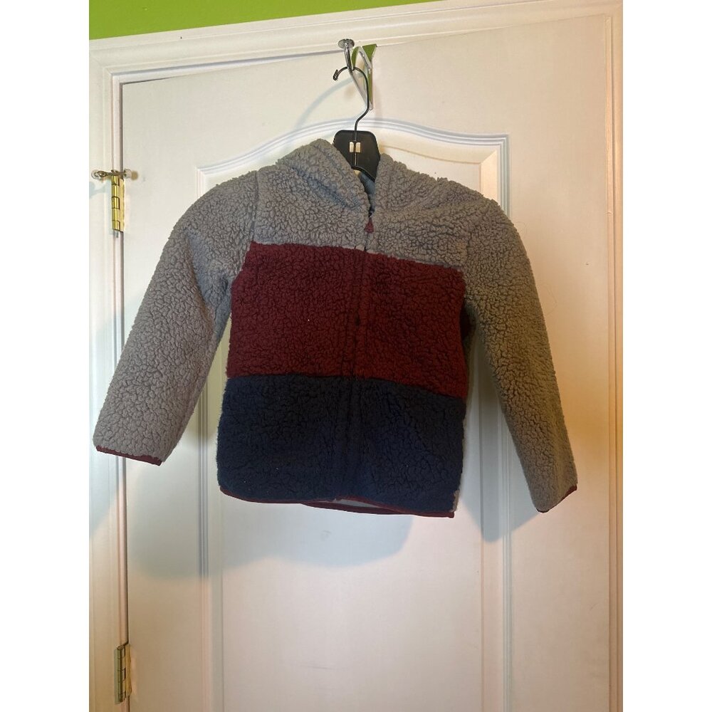 Cozy Oshkosh Bgosh Toddler Sherpa Color Block Hooded Jacket Warm Winter Essentia